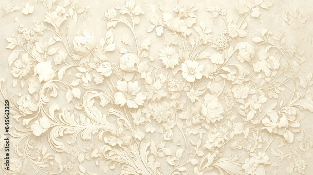 3d floral pattern decorated with white flowers and ornaments on a textured background 3d floral pattern decorated with white flowers and ornaments on a textured background