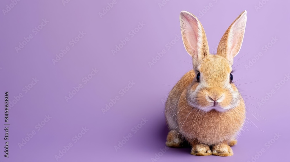 Cute brown bunny rabbit on a purple background. Cute brown bunny rabbit on a purple background.