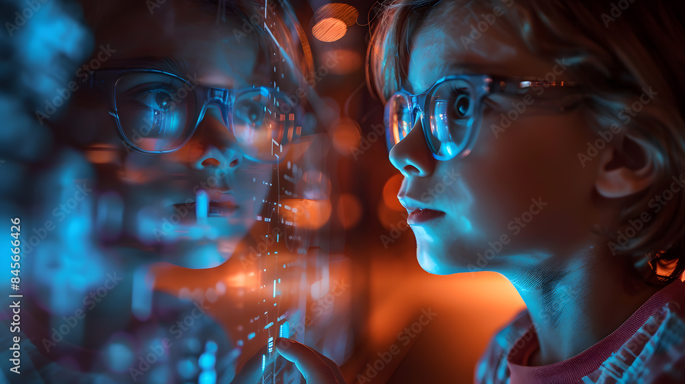 A futuristic classroom where children are engaged with interactive holograms A futuristic classroom where children are engaged with interactive holograms