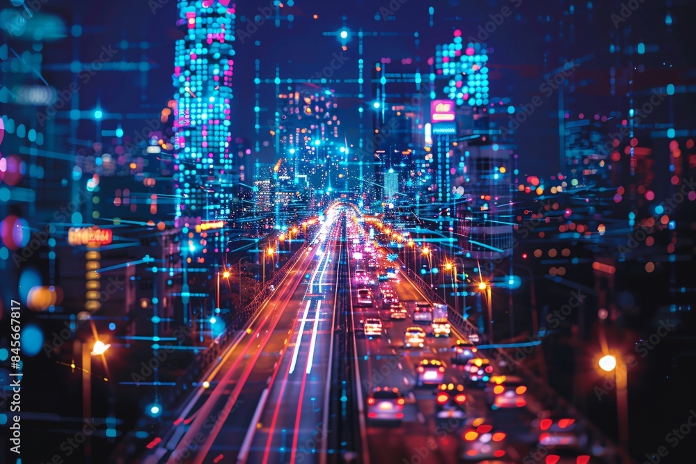 City lights and traffic up close City lights and traffic up close