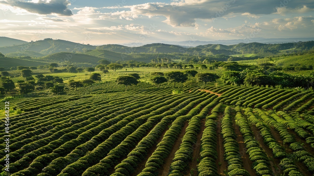 Tranquil Tea Plantation at Sunset Tranquil Tea Plantation at Sunset