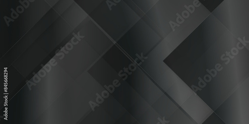 Modern and dynamic pattern of geometric black luxury abstract background, empty black and white tiles on black background with space, Luxury abstract black background business and technology concept.