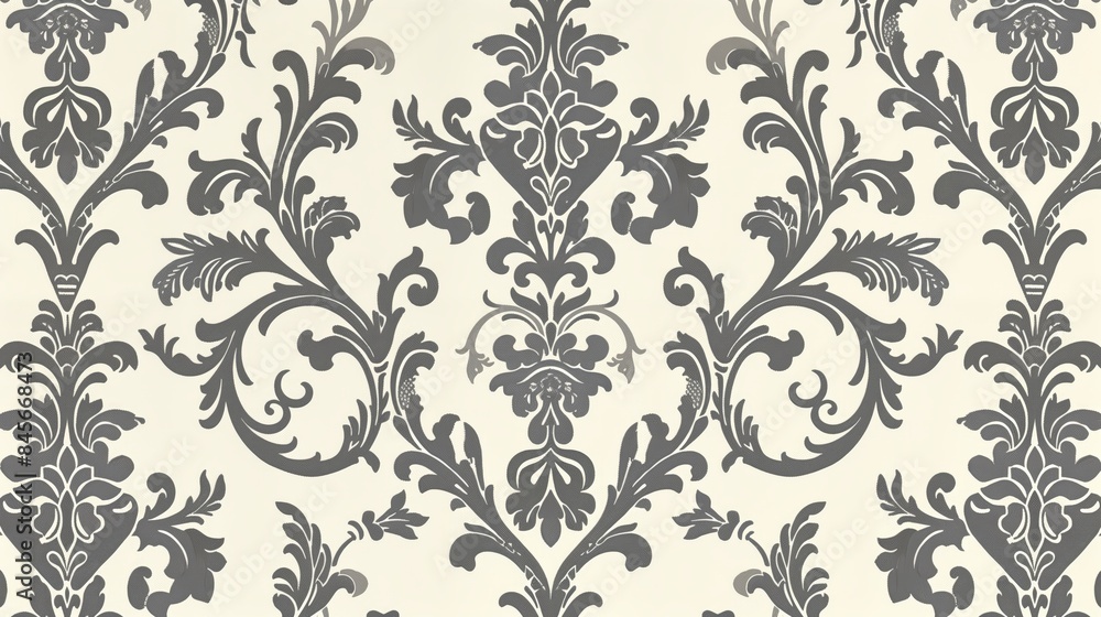 Classic Damask in Cream and Charcoal Gray Classic Damask in Cream and Charcoal Gray