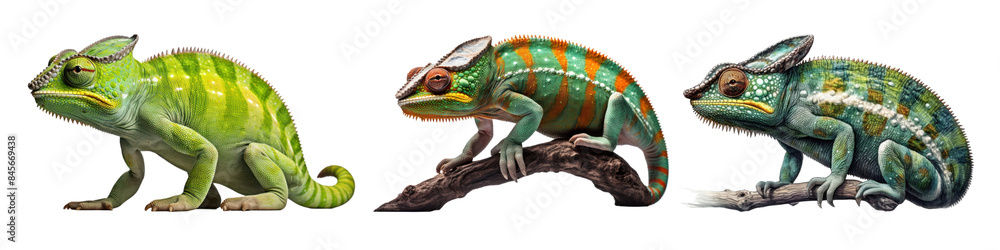 Fototapeta premium Cameleon exotic wild animal set