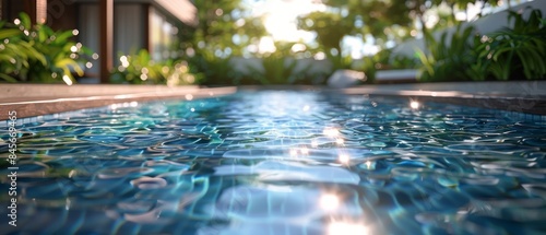 Tranquil Pool Water With Sunlight Reflections on a Sunny Day