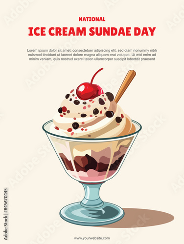 National Ice Cream Sundae Day background.