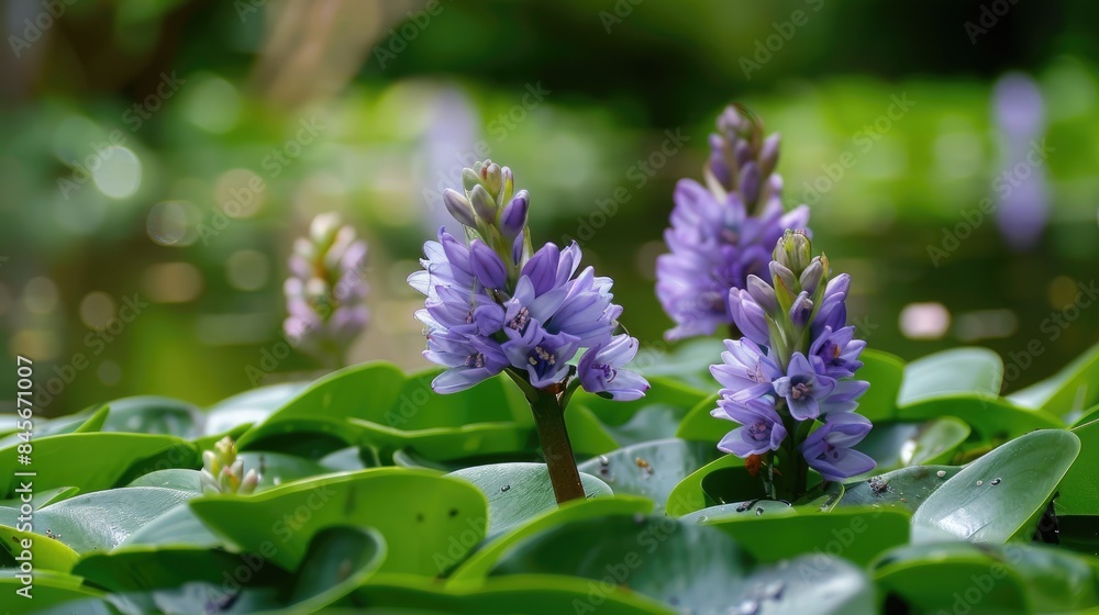 Water hyacinth blossoms appeared in the canal water Water hyacinth blossoms appeared in the canal water