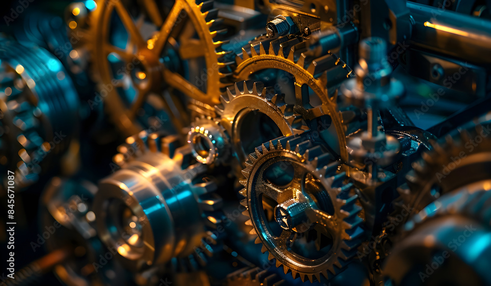 Close-up mechanical gears Close-up mechanical gears