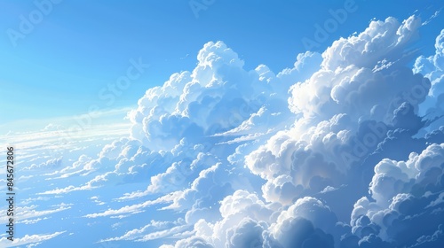 White fluffy clouds against a blue sky