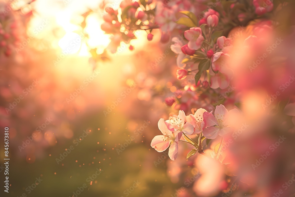 Blooming Apple Tree in Sunset Light Blooming Apple Tree in Sunset Light