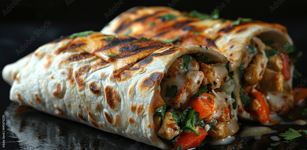 Grilled Chicken and Vegetable Wrap With Parsley Grilled Chicken and Vegetable Wrap With Parsley