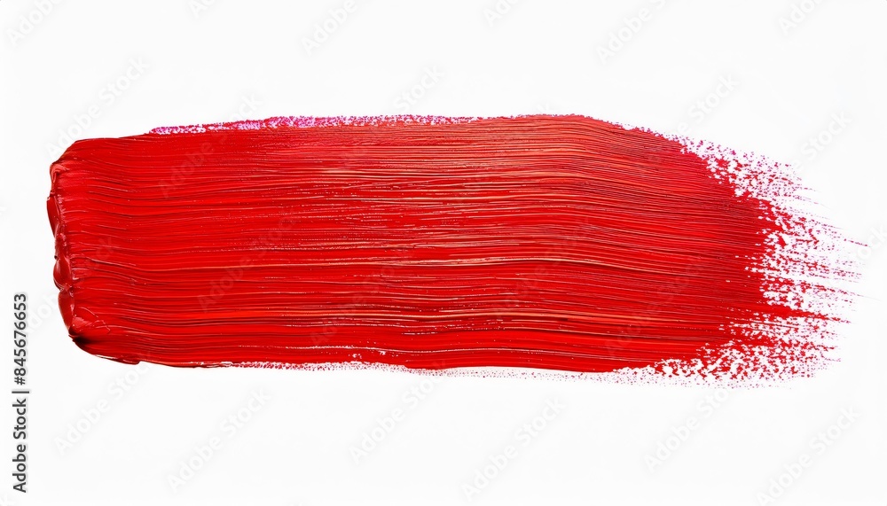 Red acrylic paint brush stroke adding a textured effect to a white surface Red acrylic paint brush stroke adding a textured effect to a white surface
