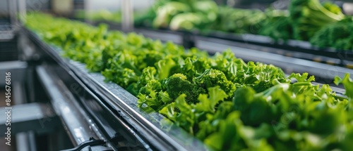 Fresh Broccoli Moving on Conveyor Belt in Factory Processing Line