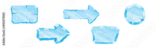 Ice Shaped Elements for Game and Web Design Vector Set