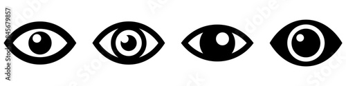 Eye icons set. Different human eye icons. Black symbol of eye. Vector illustration.