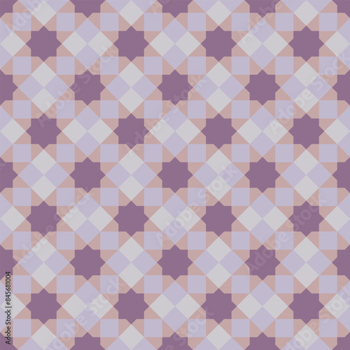 Seamless square geometric pattern. Diamond shape abstract background, purple, brown, gray. Texture design for tile, cover, poster, flyer, banner, wall, backdrop, textile. Vector illustration.