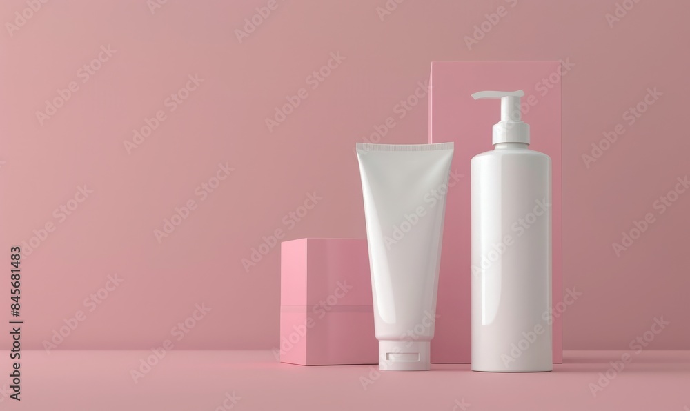 Blank white cosmetic skincare makeup containers. 3D Render Blank white cosmetic skincare makeup containers. 3D Render
