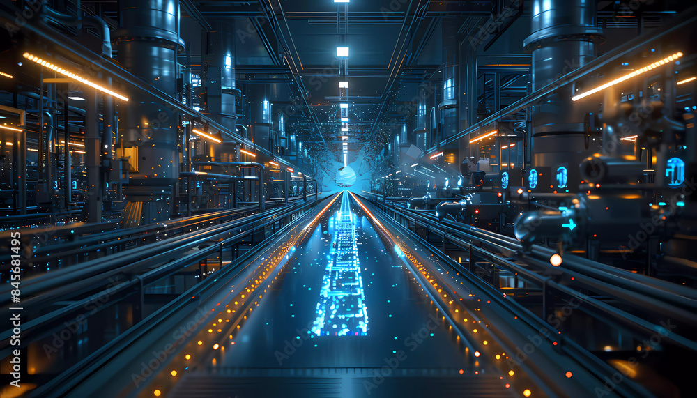 Automated Decision-Making Nexus, central command center where data algorithms make automated decisions, Automated Decision-Making Nexus, central command center where data algorithms make automated decisions,