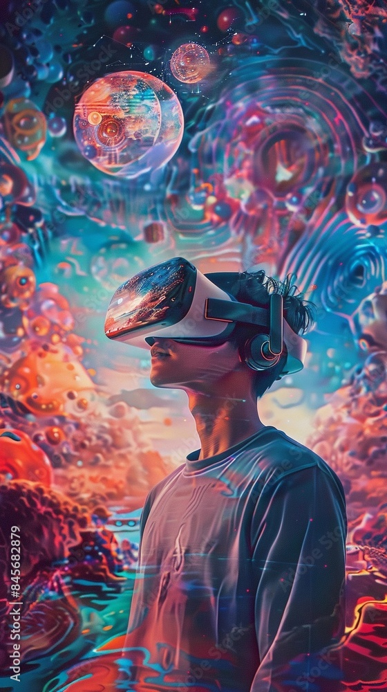 a boy in Virtual Reality Digital World a boy in Virtual Reality Digital World
