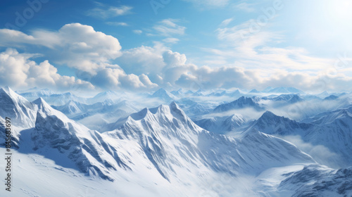 Wallpaper Mural Snow covered mountain peaks under cloudy blue sky landscape background Torontodigital.ca
