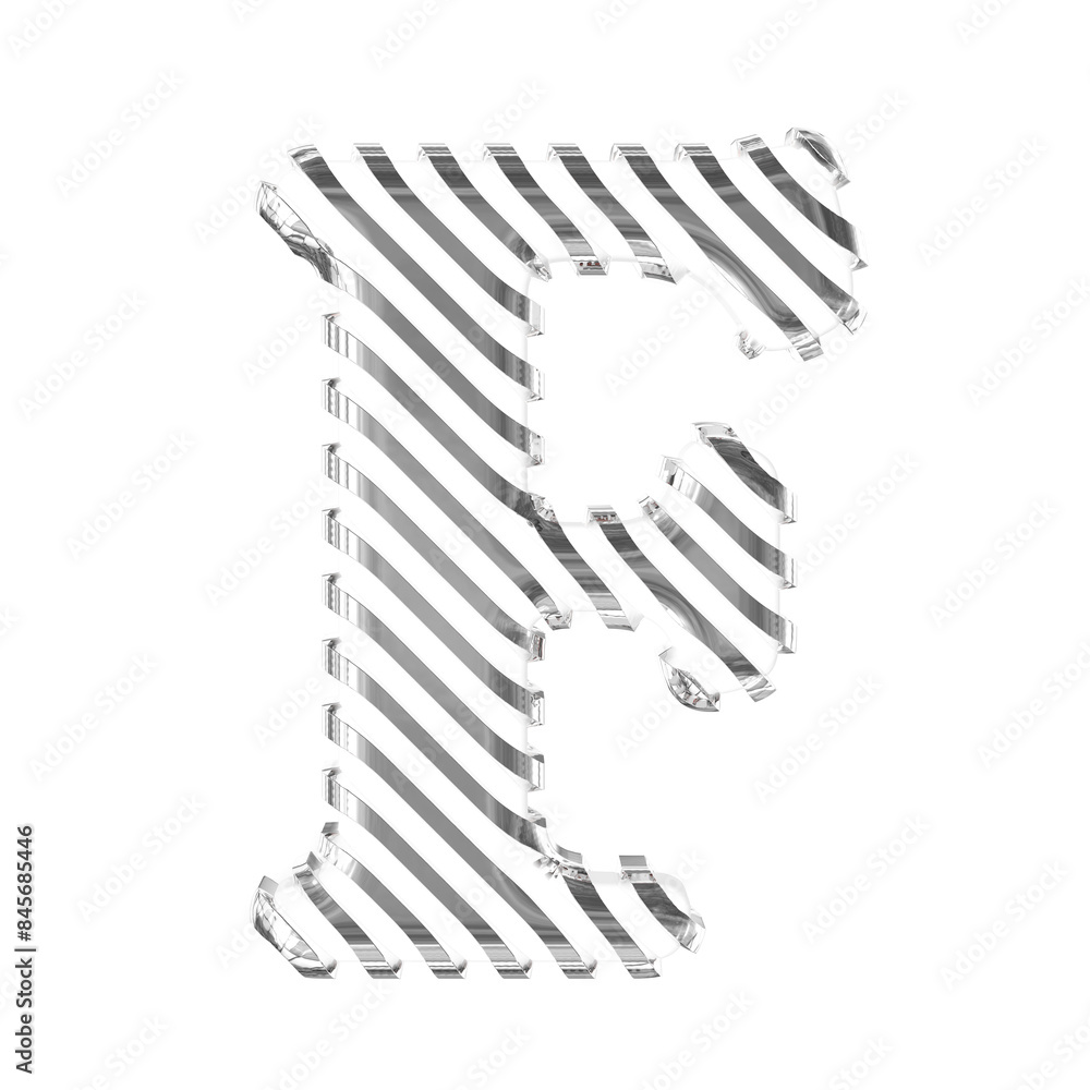 White symbol with silver diagonal ultra thin straps. letter f White symbol with silver diagonal ultra thin straps. letter f