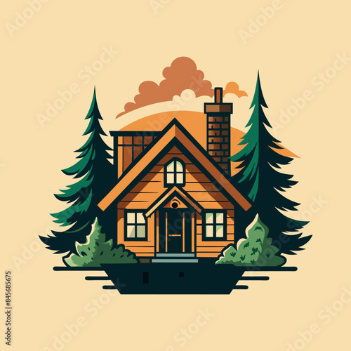  cabin logo vector icon	