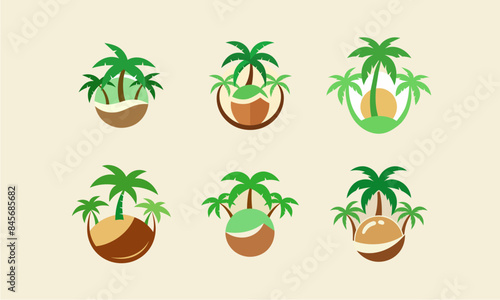set of coconut palms