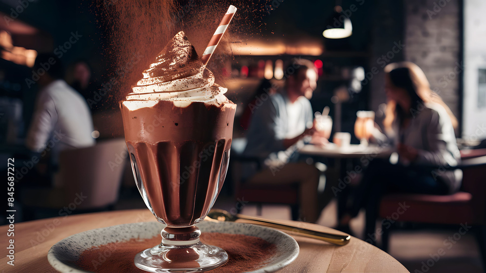 Naklejka premium A chocolate milkshake with whipped cream