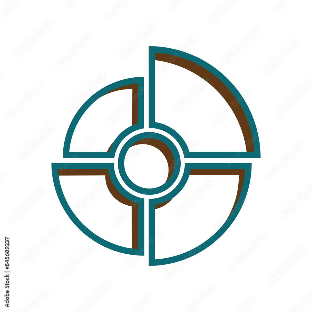 unique green quarter circle. outline design style. Suitable for presentations, power points, learning, economics etc. design vector template unique green quarter circle. outline design style. Suitable for presentations, power points, learning, economics etc. design vector template