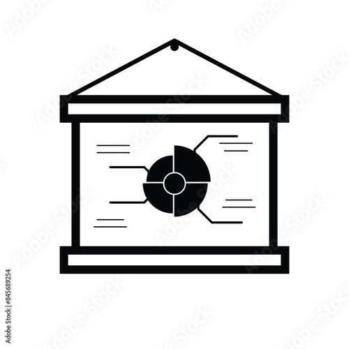 screen with unique black and white quarter circle diagram with explanations. flat design style. Suitable for presentations, power points, learning, economics etc. design vector template.