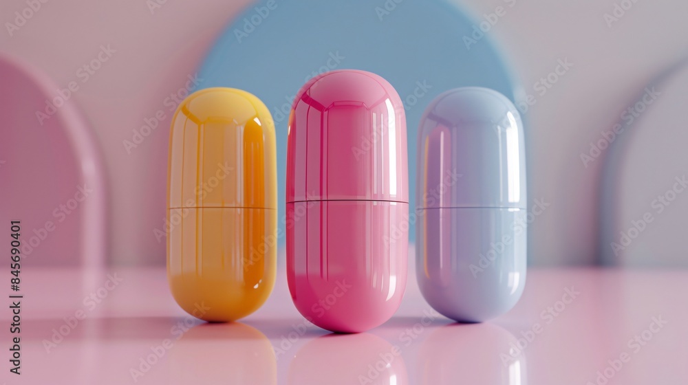 Obraz premium Three assorted pill cases on table