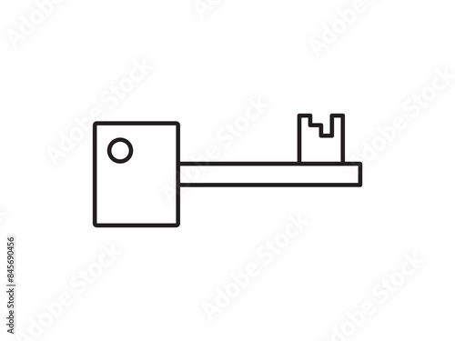 Key icon for house representation, isolated against a white background. This simple vector symbol evokes a sense of warmth and security, embodying the concept of home.