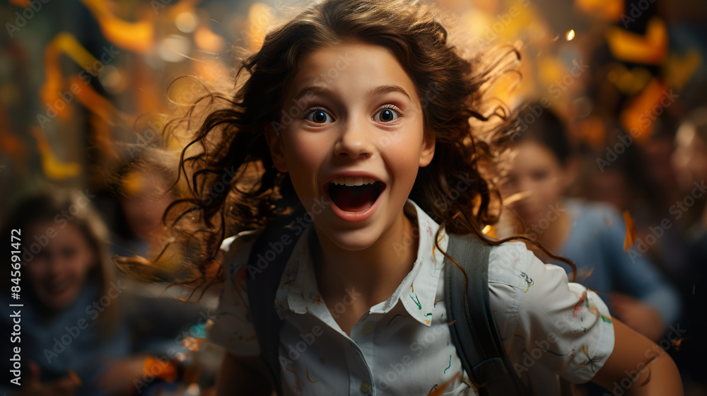 Classroom fun among students alone against a background Classroom fun among students alone against a background