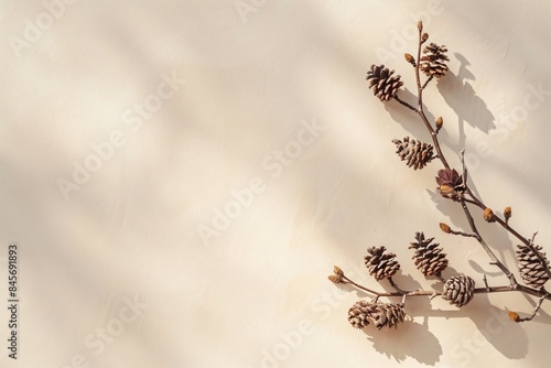 Pine cones on branch photo