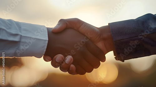 shot two people shaking hand office after a successful job interview, both dressed in formal suits hiring job coorporate