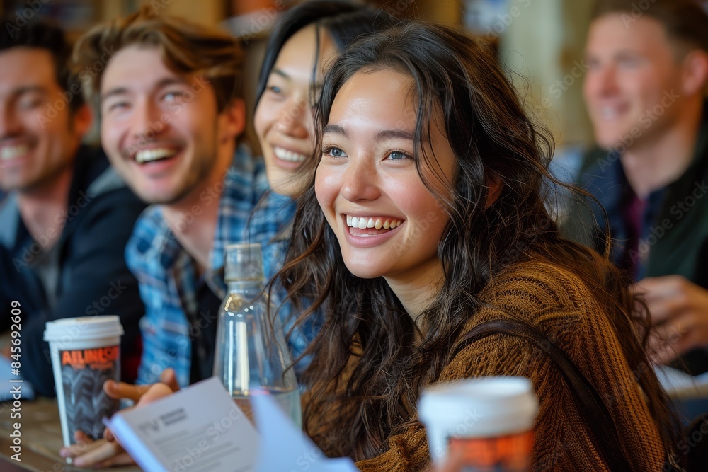 Group of Friends Laughing Together in a Cafe Group of Friends Laughing Together in a Cafe