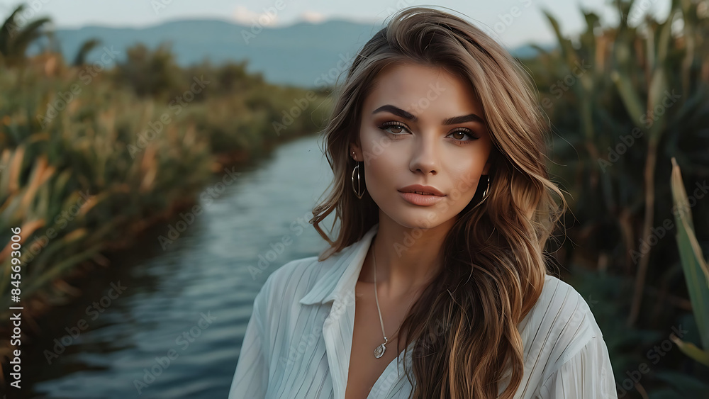 Stylish Travel Influencer Stunning Woman