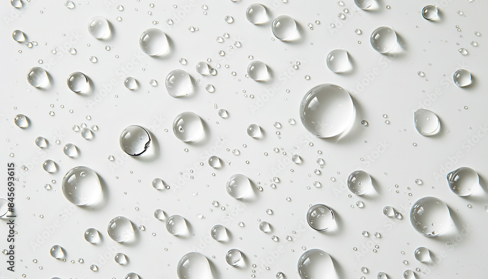 Water drops on white background top view Water drops on white background top view