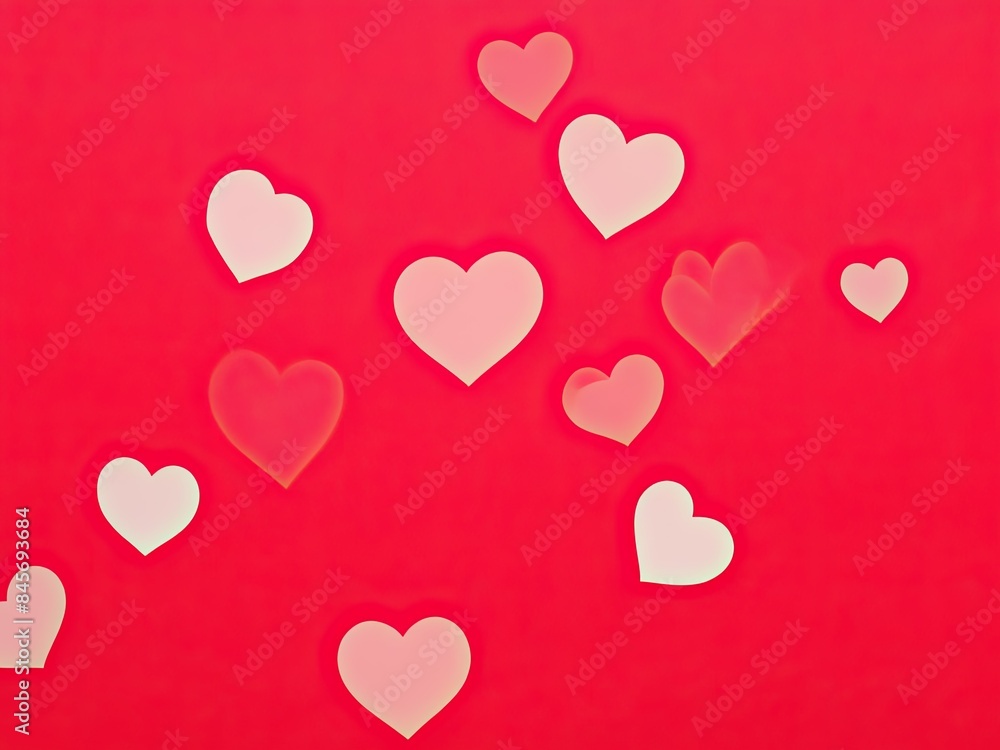 Red background with hearts made on free photo paper Red background with hearts made on free photo paper