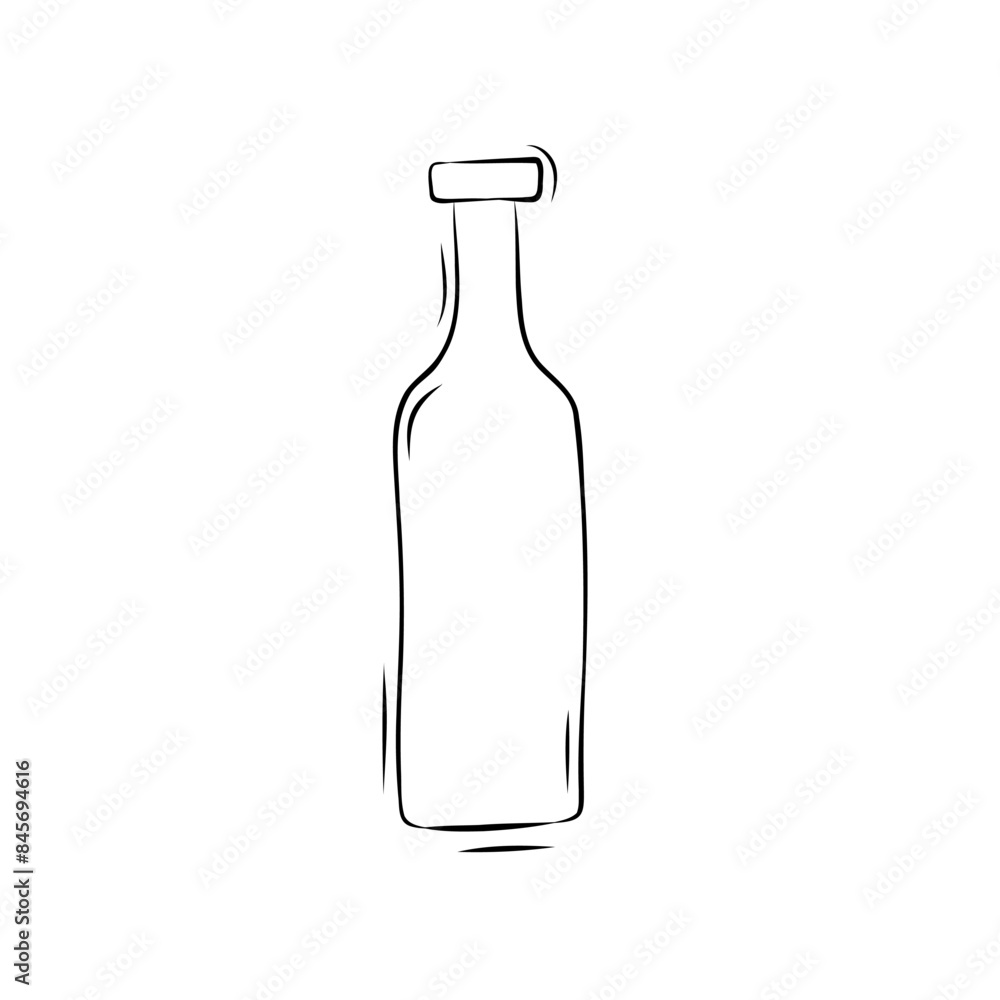 Sketch of a glass bottle in doodle style Sketch of a glass bottle in doodle style