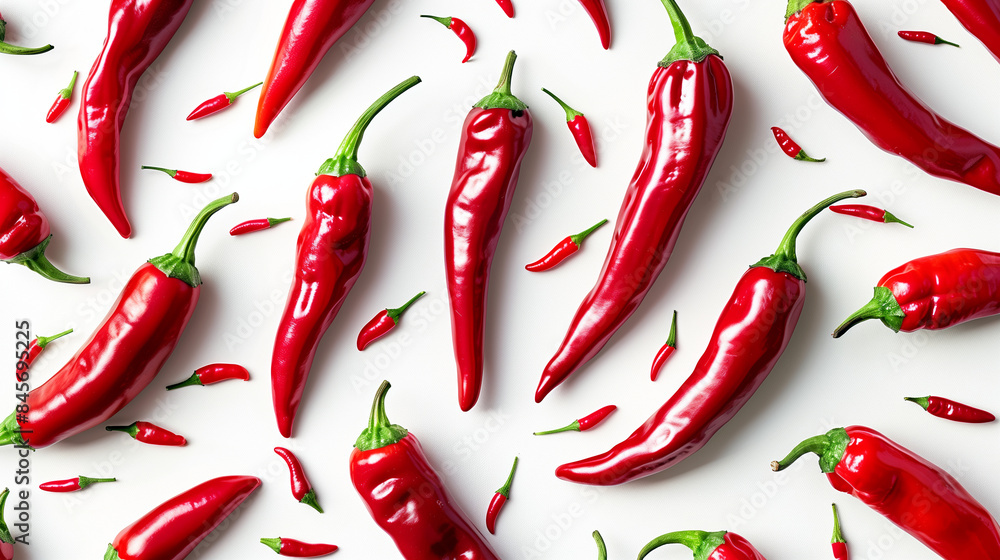 Red chili peppers on a white background Red chili peppers on a white background