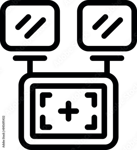 Icon of a professional photo studio equipment flashing on tripod with softbox