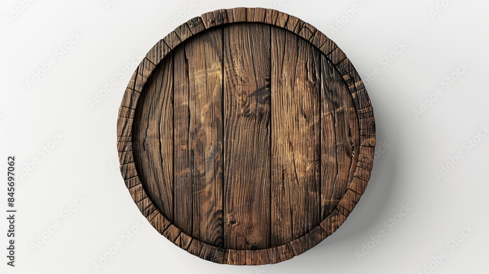 Close-up wooden barrel on wall Close-up wooden barrel on wall