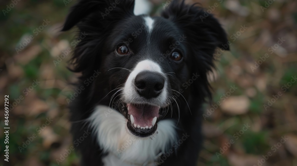 Fototapeta premium Happy canine grinning ear to ear, eyes shining with pure delight and contentment