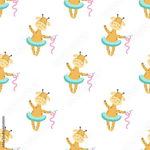 seamless pattern with circus giraffe