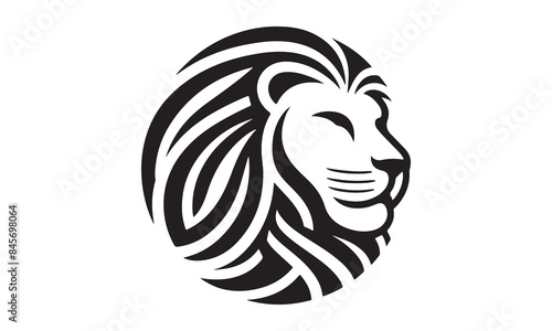 A Lion head Vector silhouette illustration of with a minimalist logo design