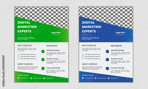 creative corporate colourful business flyer template design set with blue and green  colour, abstract business flyer, vector template design
