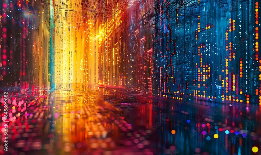 Naklejka premium Illustration background Digital Matrix Abstract Perspectives on Technology and Data