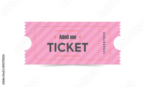 Ticket. Retro pink ticket. Vintage ticket. Paper ticket. Pink striped ticket. 
