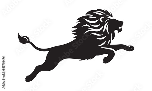 A Lion run Vector silhouette illustration of with a minimalist logo design